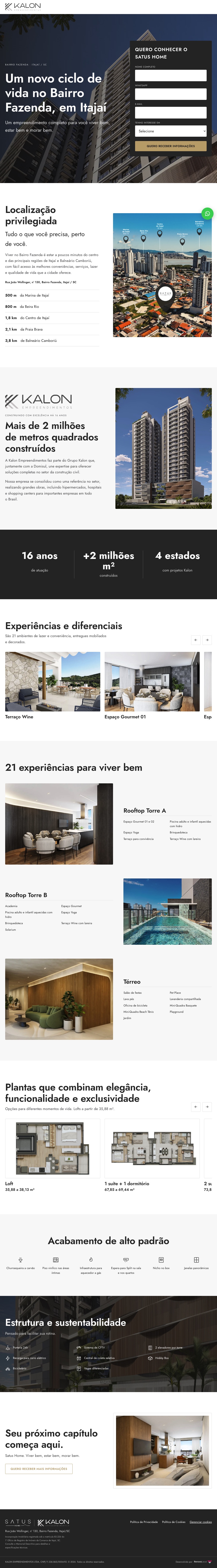 Site do Satus Home rolando do topo ao rodapé